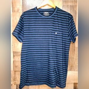 Todd Snyder Striped Men's Short Sleeve Pocket Shirt Black Blue XXL